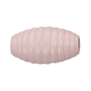 Træperle med riller i bikube look. 25x14 mm. Rosa